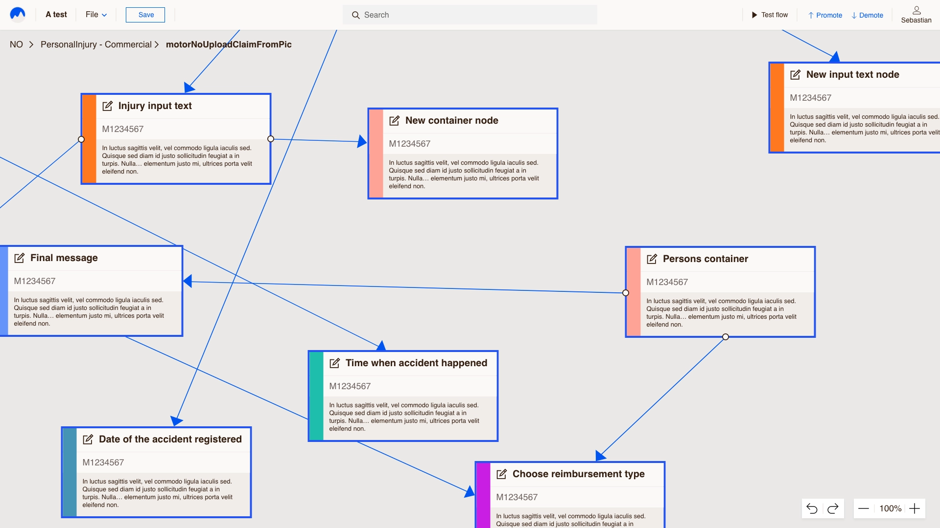 Several connected nodes selected at once