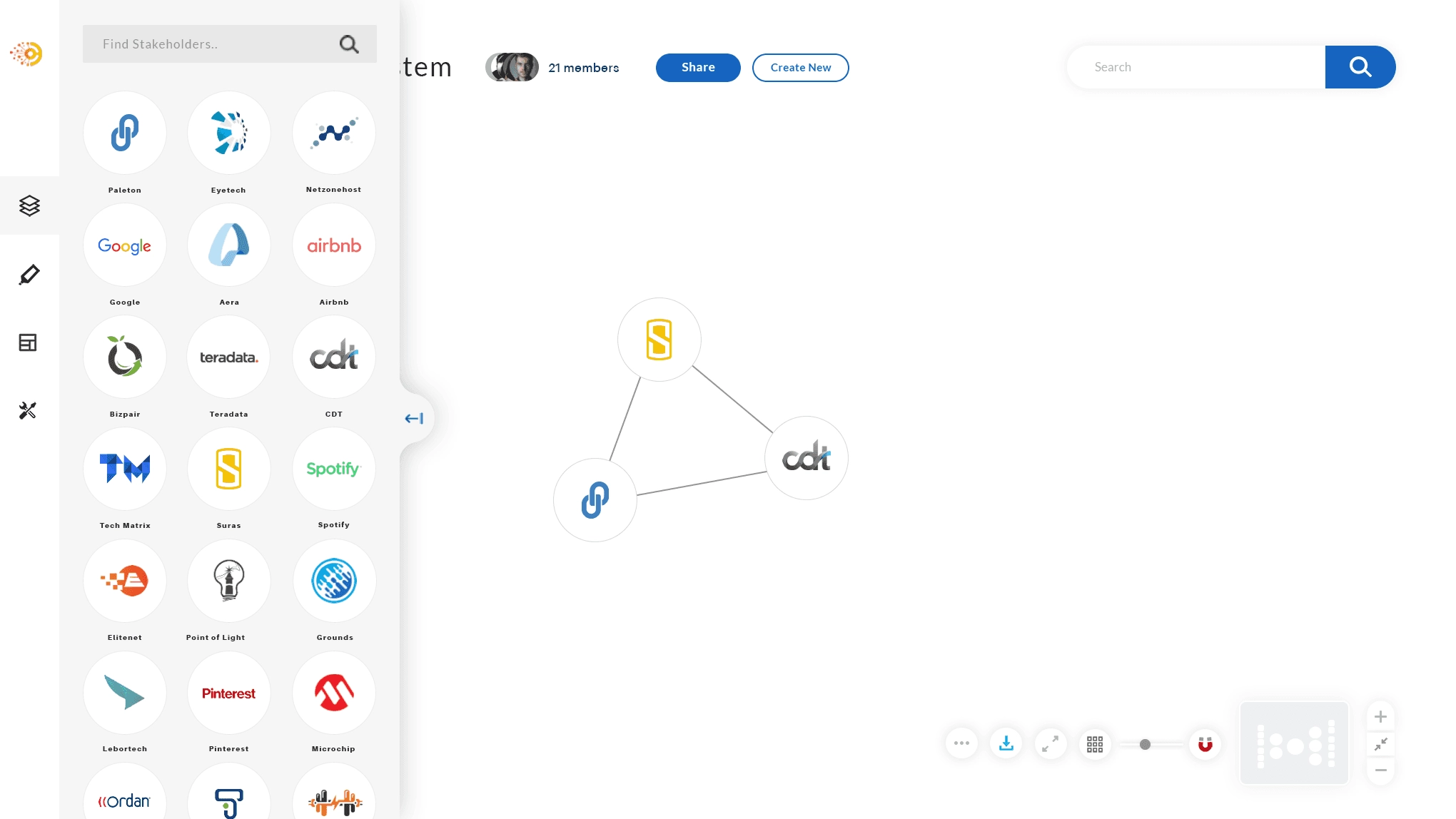 Adding stakeholders from a list