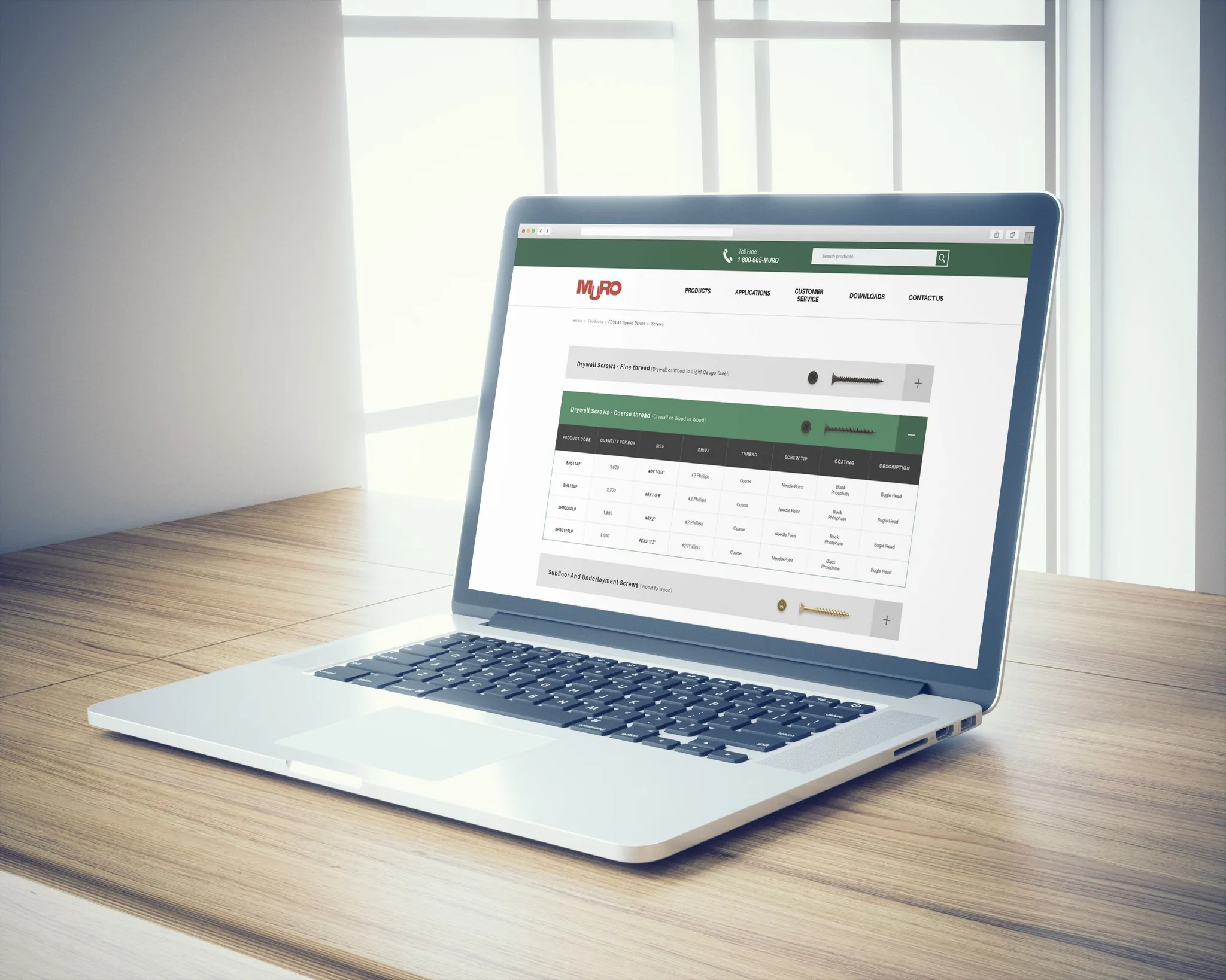 The Muro website on a laptop