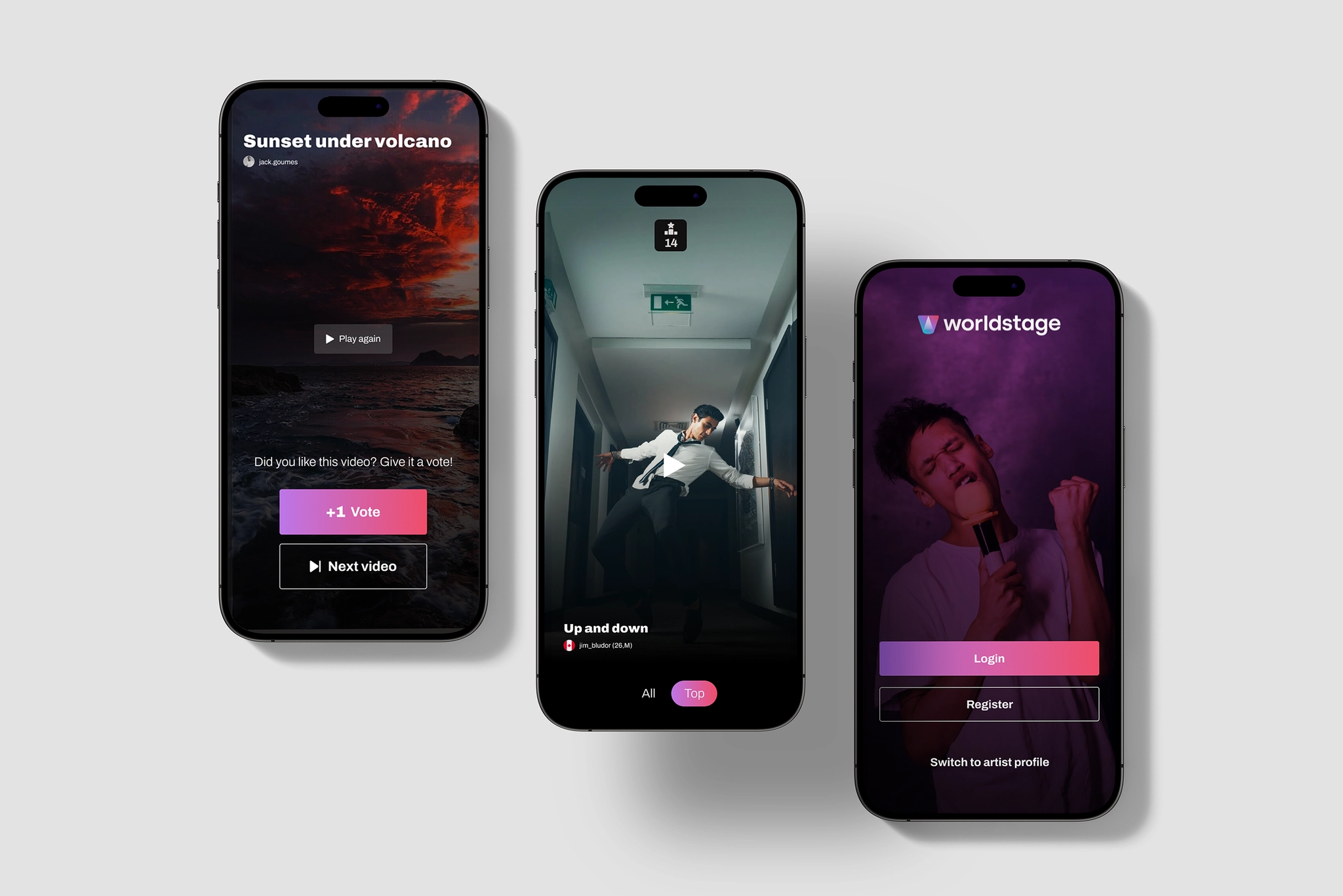 Worldstage on three phones