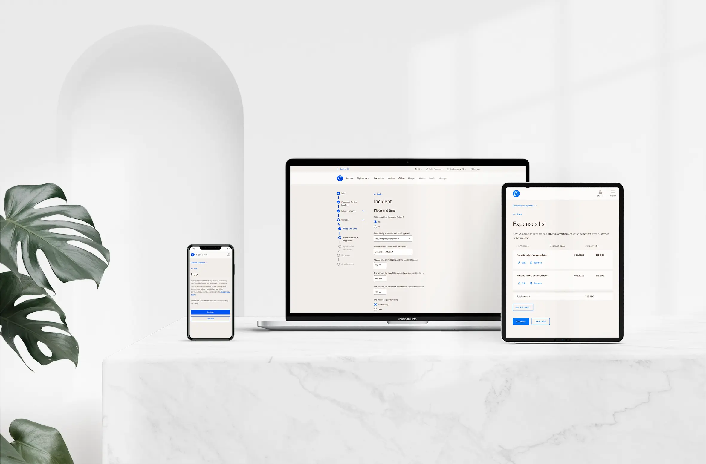 TellUs on phone, tablet and laptop screens