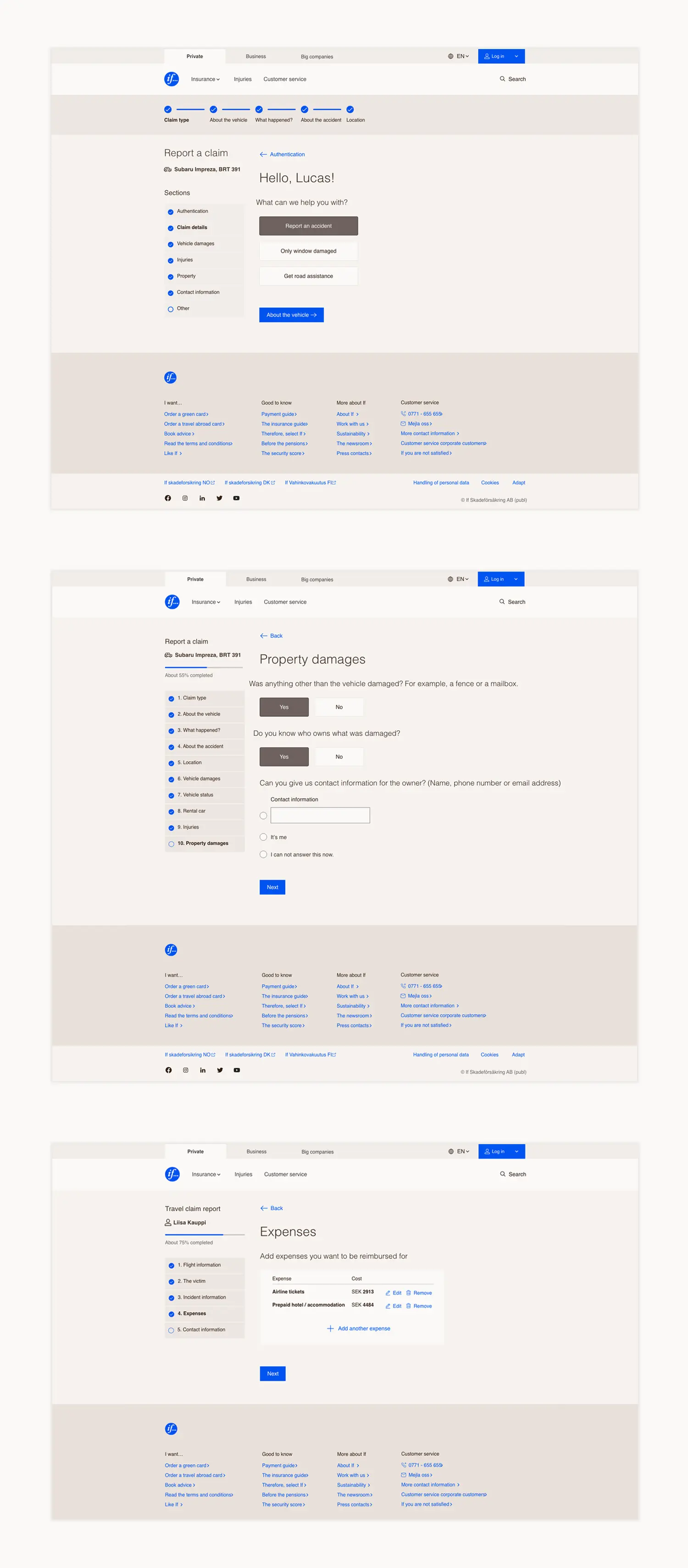 The first TellUs designs on desktop