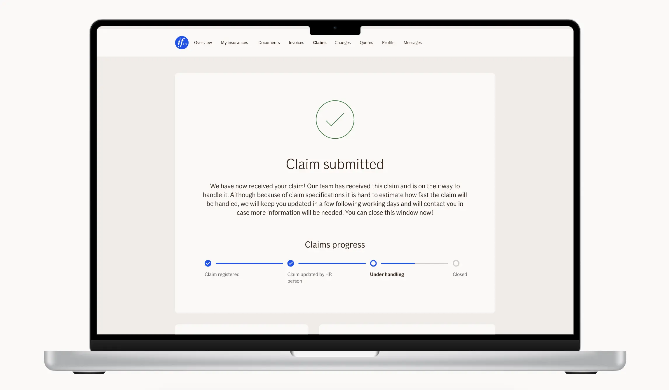 TellUs: claim submitted